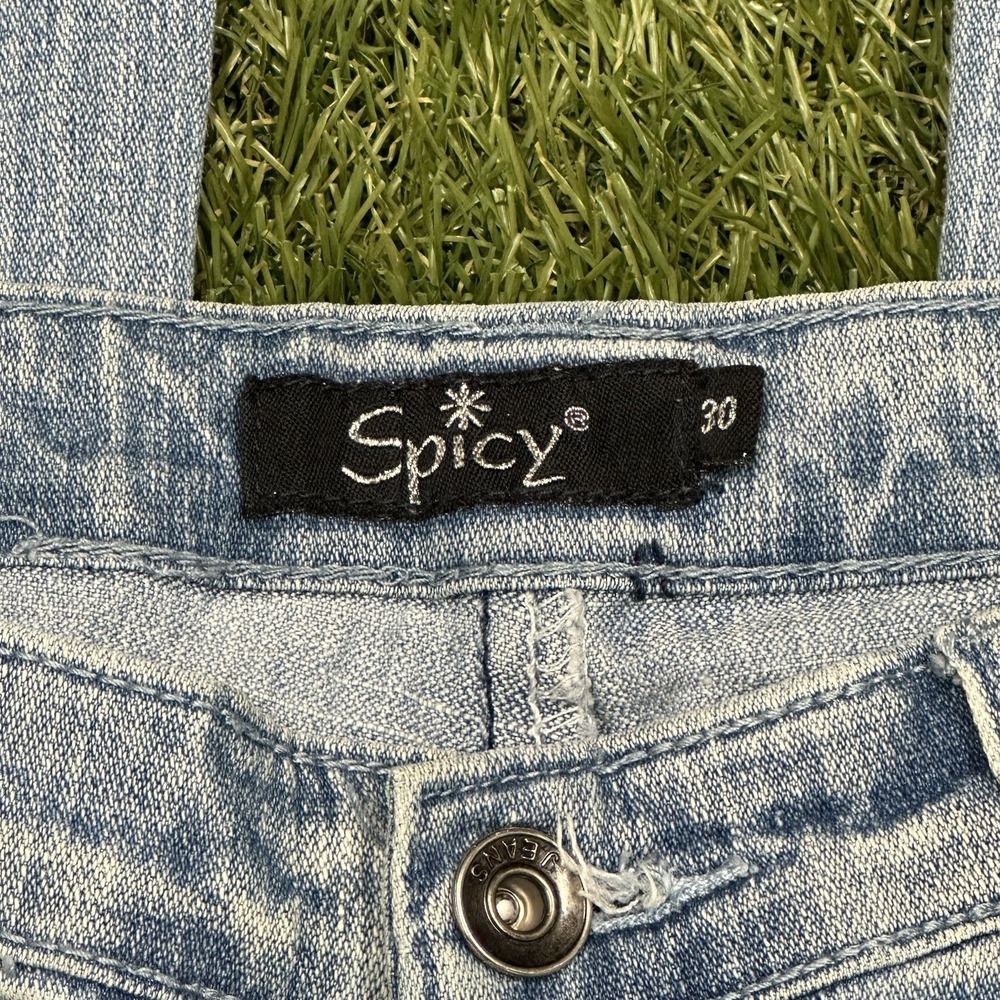 Y2K Spicy Light Wash Jeans Sz 30 Jeweled And Embroidered - Picture 7 of 9